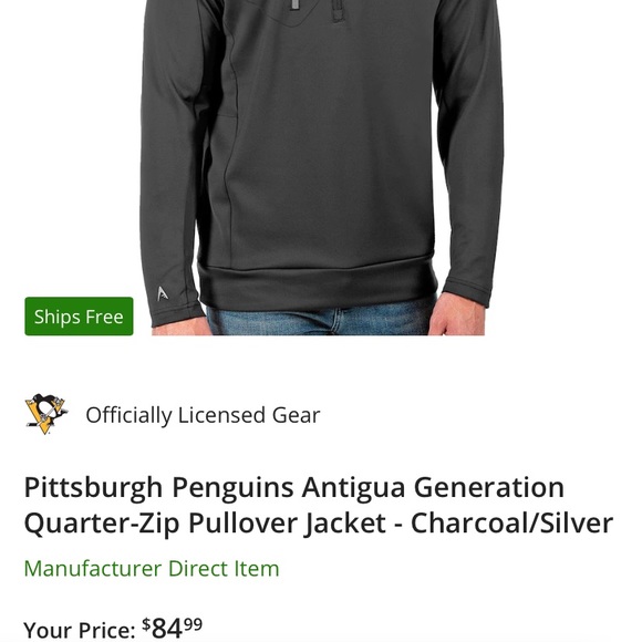 Pittsburgh Penguins 1/4 zip Mens Large - Picture 2 of 6
